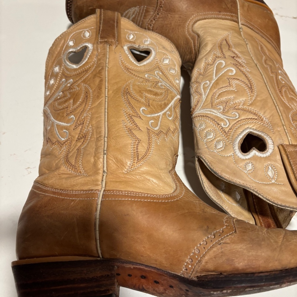 Women’s Innovacion Brown Leather Cowboy Western Heart Boots sz 26/9 Modelo 1820 - Picture 15 of 16